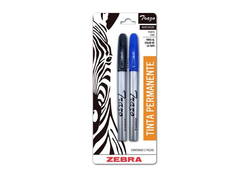 MARCADOR PERMANENTE TRAZO NEGRO Y AZUL PUNTA FINA BL 2 PIEZAS