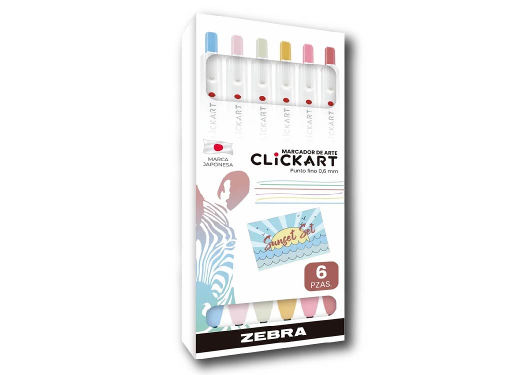 MARCADOR PUNTA FINA CLICKART PASTEL SUNSET SET 6 UNID