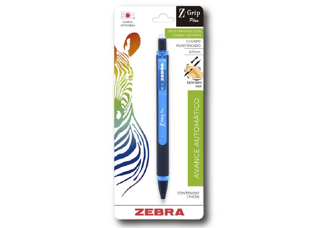 LAPIZ MECANICO PLASTICO 0.7MM Z-GRIP PLUS BLISTER 1PZ AZUL