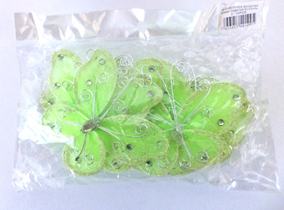 MARIPOSA DE ORGANZA 3" 12pcs/VERDE