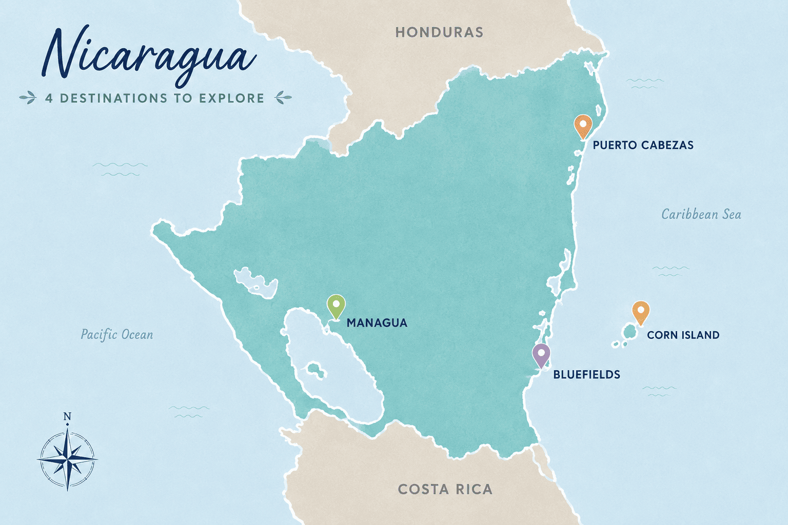 map of nicaragua destinations