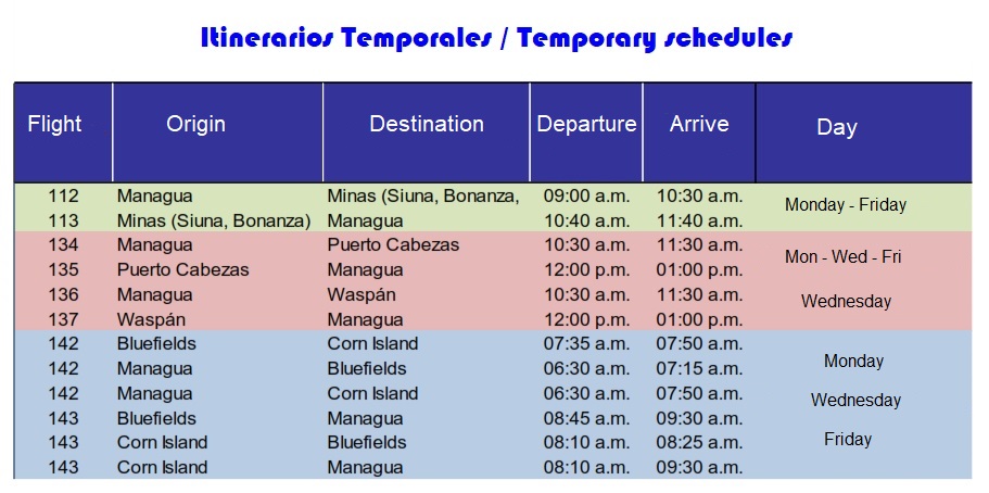 Temporary schedules