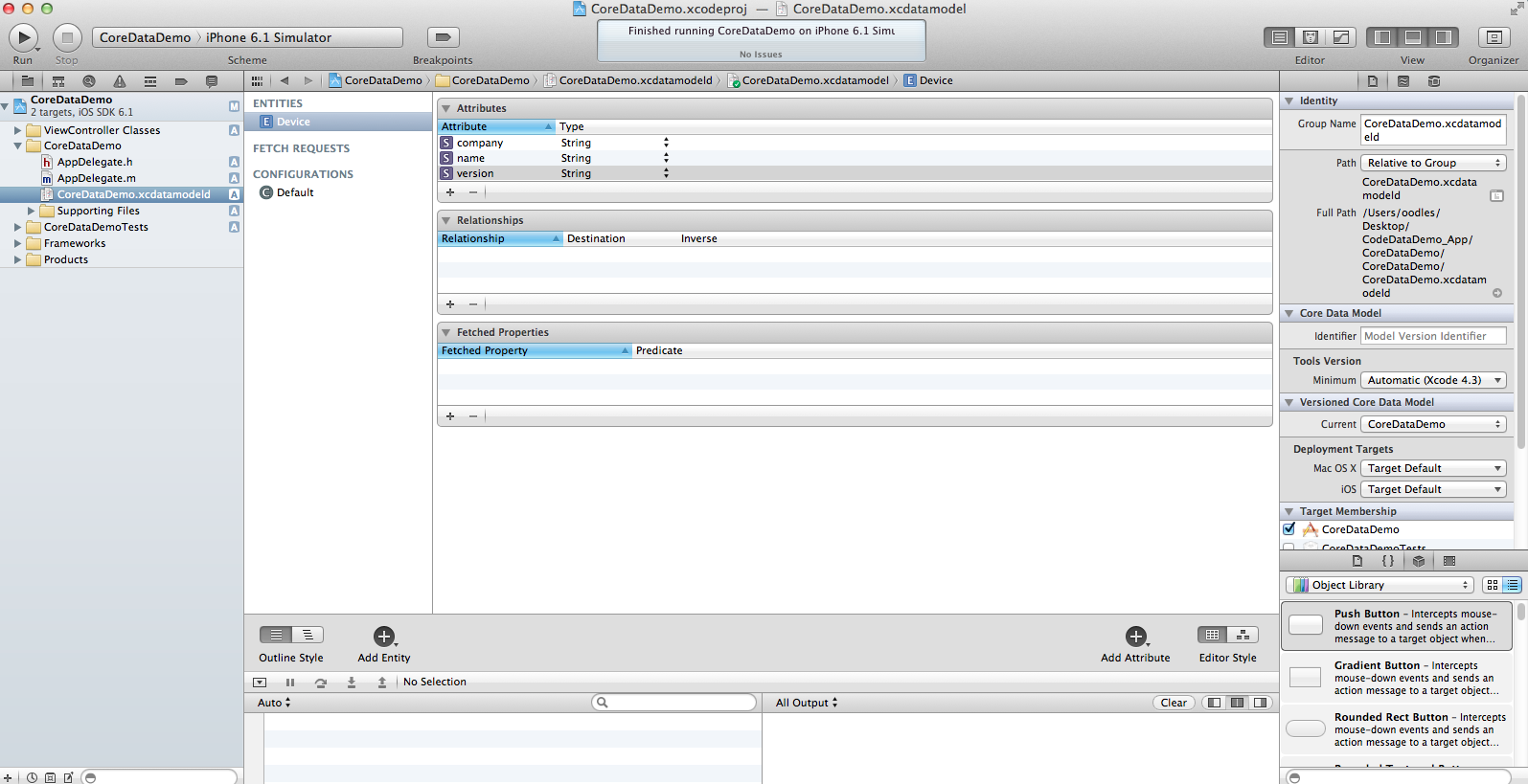 Database access using Core Data framework for iOS applications