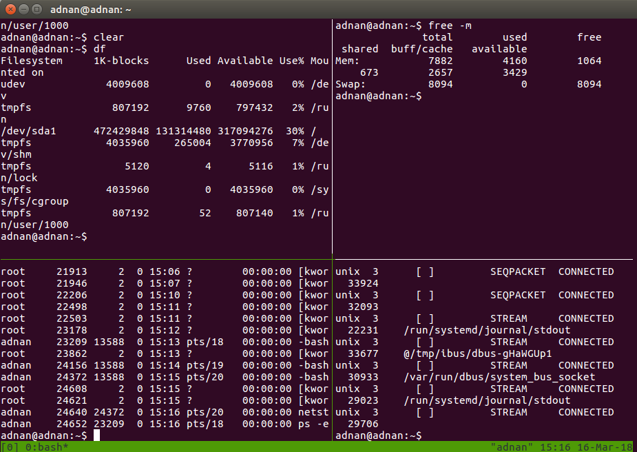 tmux session