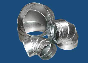 M&M Manufacturing 125 Series 12501309007 Adjustable Round Duct Elbow, Round, 7" Fitting Size, 0-90 Degrees (Adjustable), 30 Ga Gauge, ASTM-A653 CS B Galvanized Steel, Galvanized, Silver