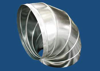 M&M Manufacturing 125 Series 12501309007 Adjustable Round Duct Elbow, Round, 7" Fitting Size, 0-90 Degrees (Adjustable), 30 Ga Gauge, ASTM-A653 CS B Galvanized Steel, Galvanized, Silver