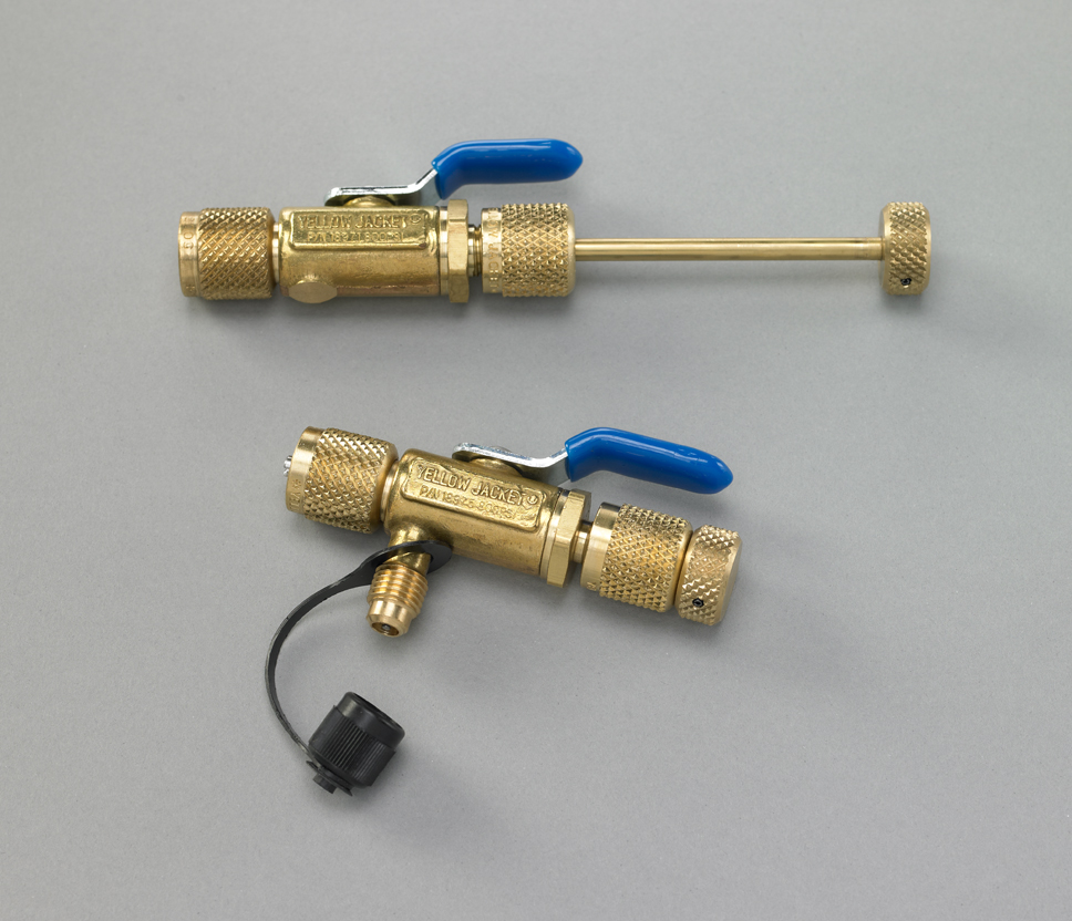 Yellow Jacket® 18975 4-in-1 Ball Valve Tool, 14 Size, 800 PSI, 14 SAE Female Line, 14 SAE Female Valve, 14 SAE Male Side Port, Brass, 32-120 ÂF Temperature Rating, 8-12 Length, 3 Width