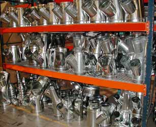 M&M Manufacturing #800 DucTite Wye 800976 Duct Wye, 9" x 7" x 6" (Large End x Opposite End x Branch) Fitting Size, 30 Ga, Round Lateral Wye, Tapered/Crimped, Stop Bead (Flex Duct) Connection Type, ASTM-A653 CS B Galvanized Steel, Galvanized, Domestic Origin