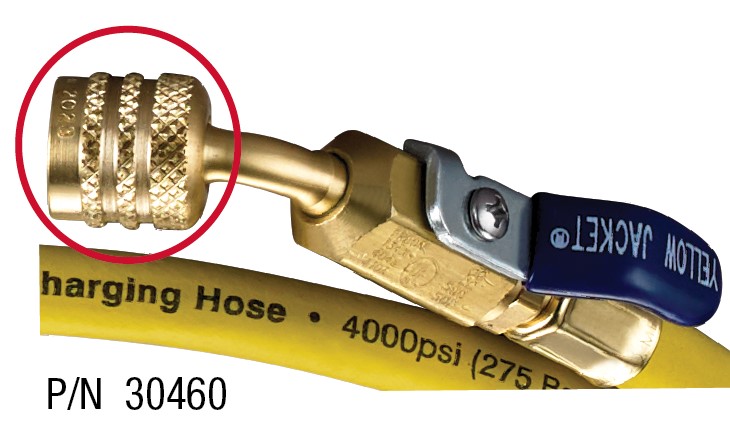 Yellow Jacket A2L Adapters & Hoses 19180 A2L Adapter, 1/4" Nominal Size, Flare, 1/4" Female SAE Flare Left-Handed, 1/4" Male SAE Flare Right-Handed, -20-180 Â°F Temperature Rating, Brass, 3-1/2" Overall Length, 7/8" Overall Height