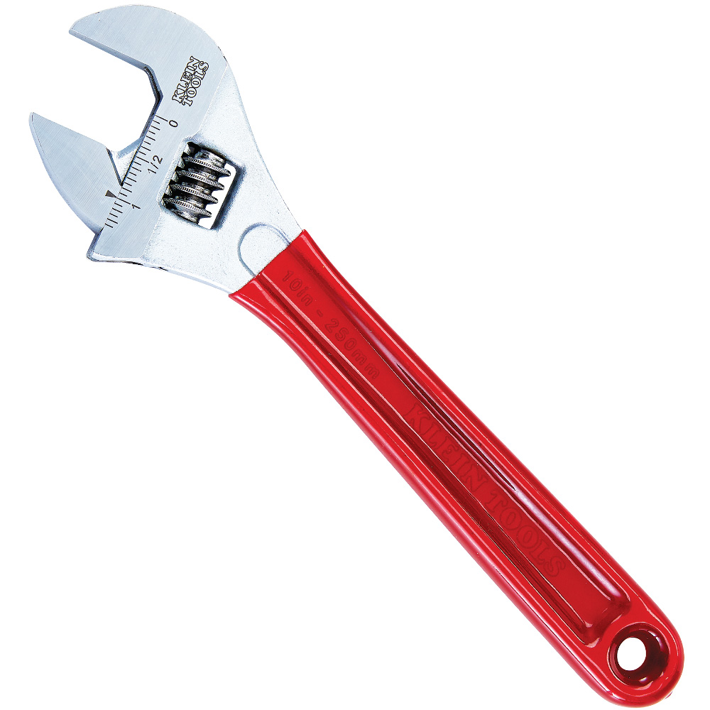 Klein Tools D507-10 Adjustable Wrench Extra Capacity, 10-1/4" Overall Length, 1-5/16" Jaw Capacity, SAE / Metric, Adjustable Wrench (Extra Capacity), Non-Insulated, Sparking, Tether Capable