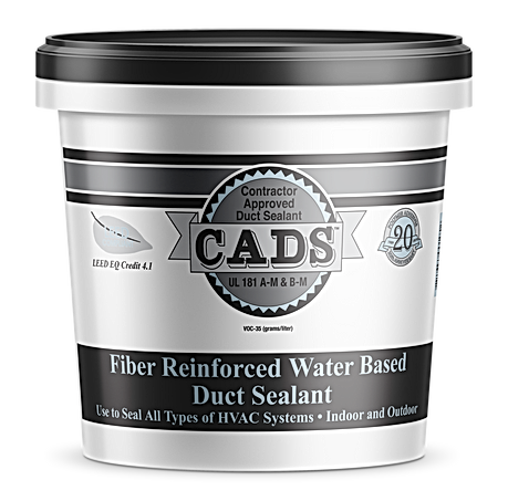 Polymer Adhesive Sealant Systems CADS Series CADS Water-Based Duct Sealant, Water-Based, 1 Gallon Net Content, White, Gray, For Metal, Fiberglass Ductboard, Flexduct, -40-200 Â°F (Service), 35-115 Â°F (Storage, Application), 70 - 80 Sq Ft/Gallon @ 20-25 Mils Wet Film Thickness, Paste