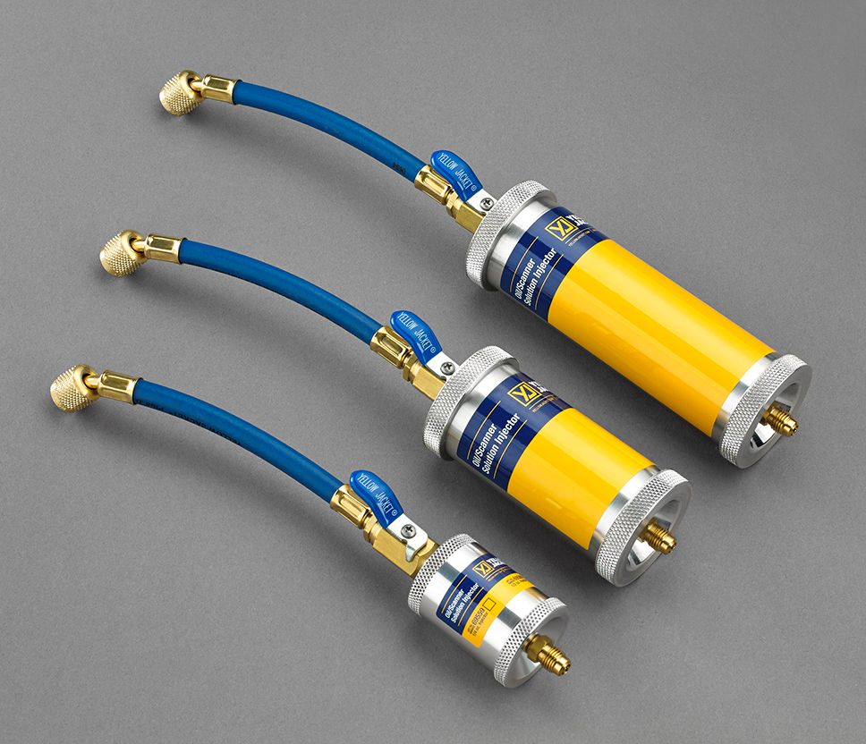 Yellow Jacket 69562 Oil Injector, 1/4" Male Flare/Schrader Valve (Hose End), 1/4" Female Flare/Valve Core Depressor/Ball Valve, R-410A, 1 Hoses, 600 PSI (Working Pressure), Aluminum (Body/Cap), Domestic