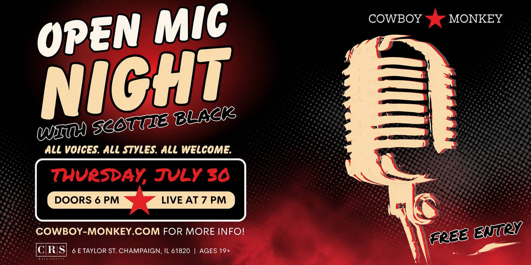 Open Mic Night with Scottie Black — JULY 30, 2026