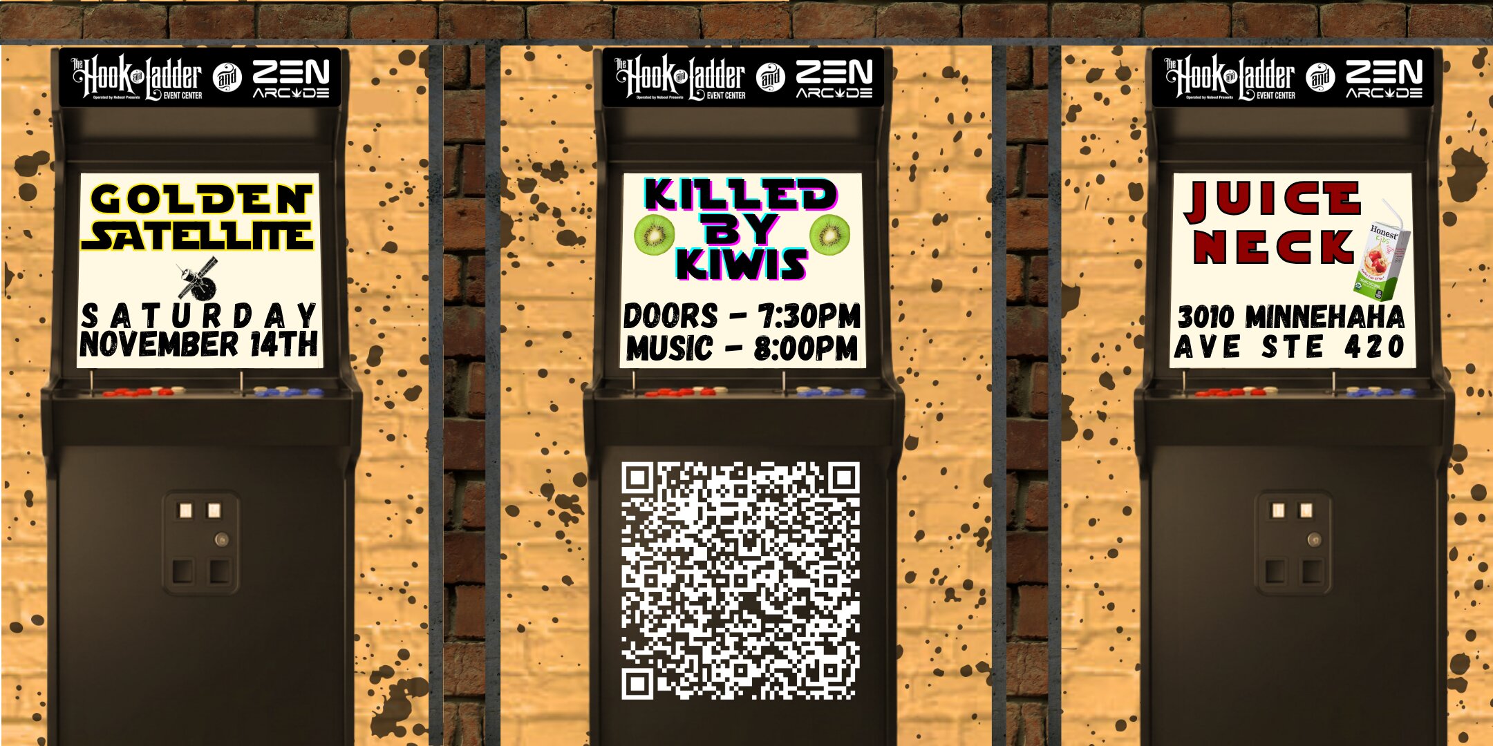 Golden Satellite, Killed by Kiwis, JuiceNeck flyer