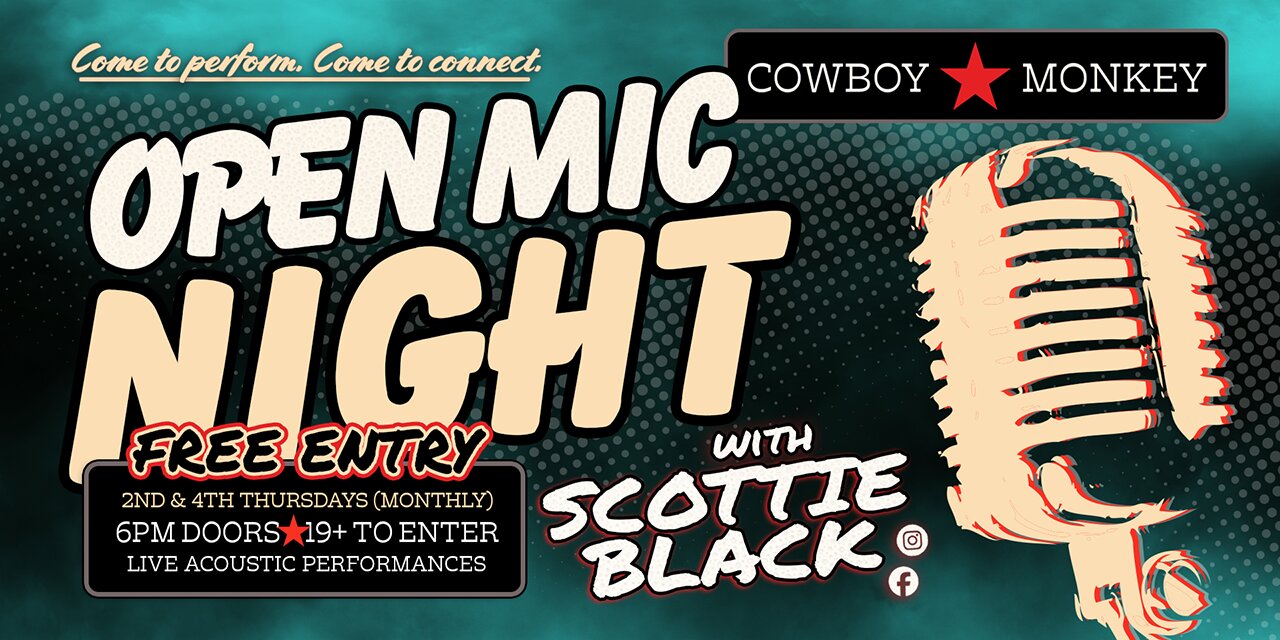 Promotional image for Open Mic Night with Scottie Black