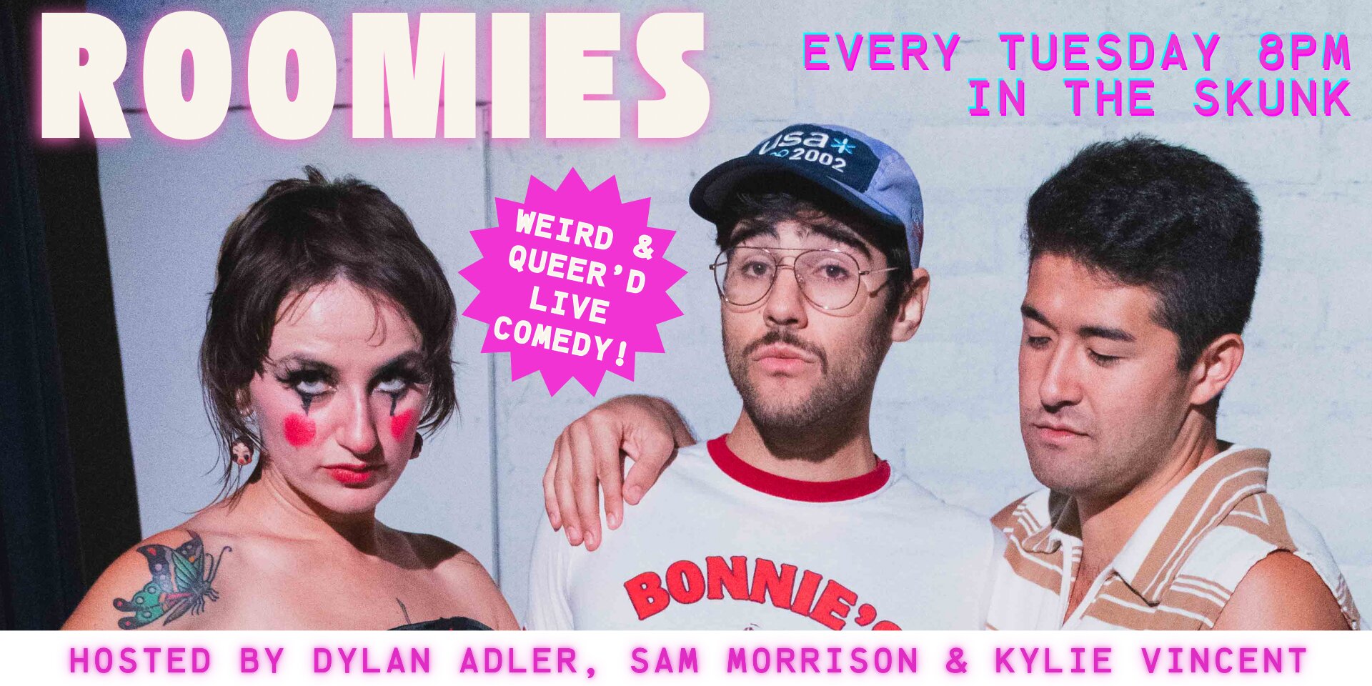 Poster for ROOMIES with Dylan Adler, Sam Morrison & Kylie Vincent