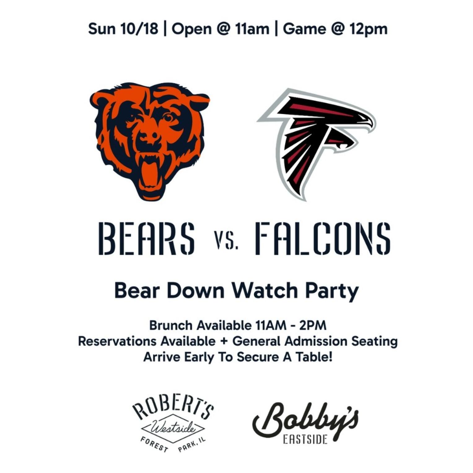 Chicago Bears vs. Falcons | Bear Down Watch Party @ Bobby’s Eastside