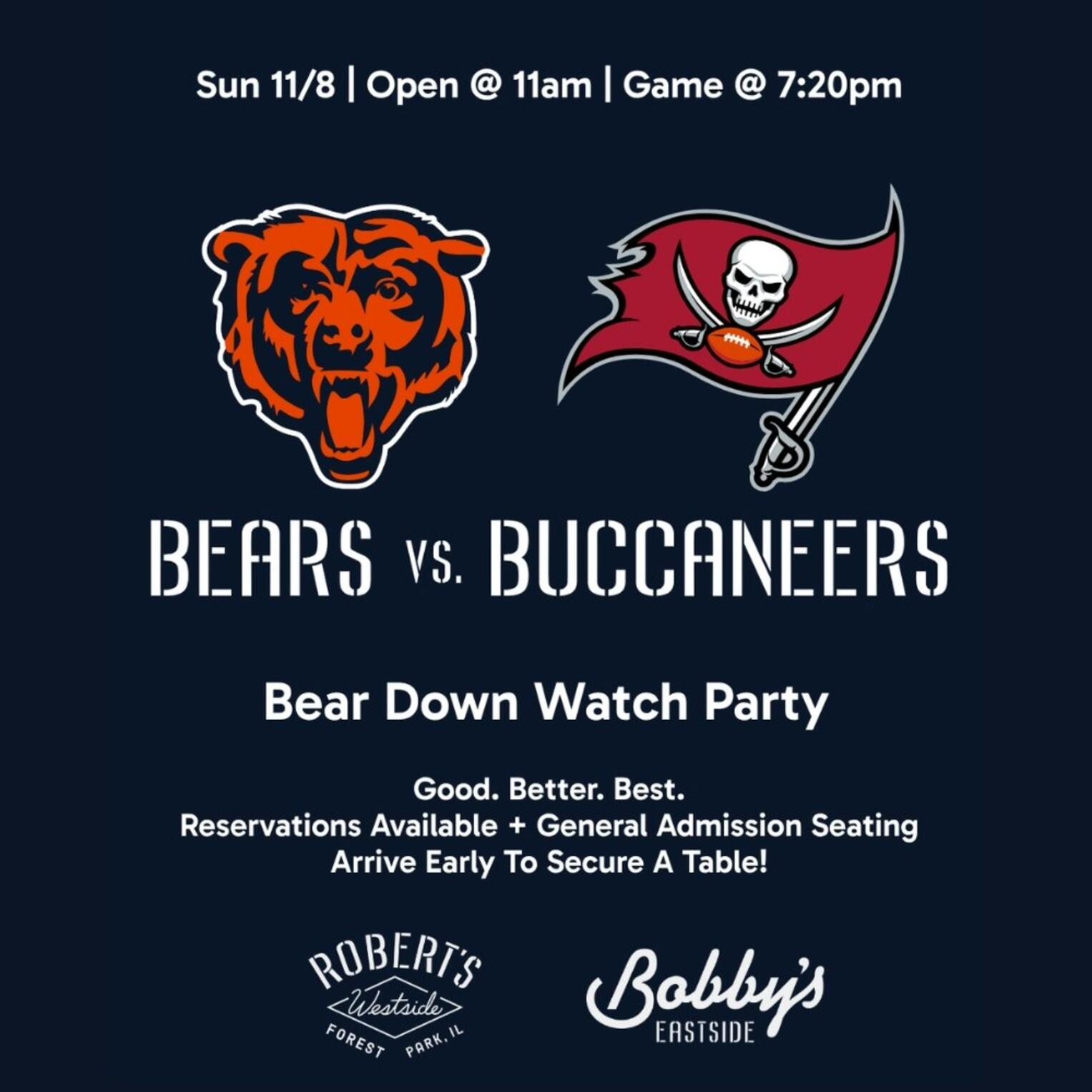Chicago Bears vs. Buccaneers | Bear Down Watch Party @ Bobby’s Eastside