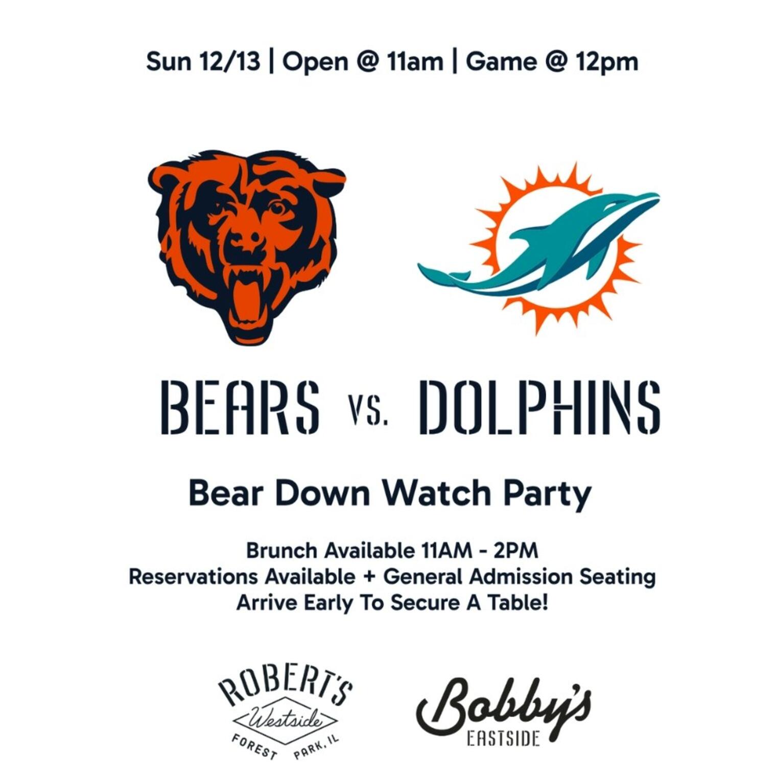 Chicago Bears vs. Dolphins | Bear Down Watch Party @ Bobby’s Eastside