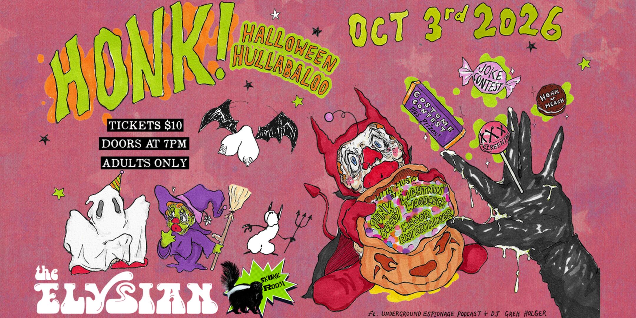 Poster for The HONK! Halloween Hullabaloo! Doors: 7 PM | ADULTS ONLY EVENT