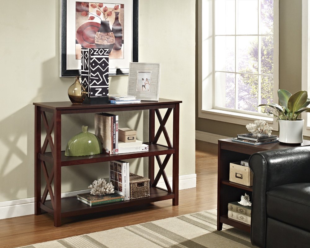Ehome Products Espresso Occasional Console Sofa Table Bookshelf