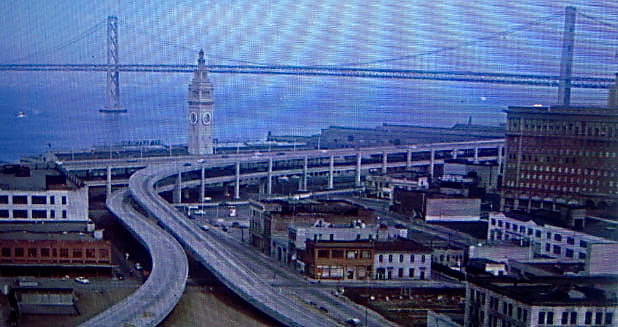Old Embarcadero freeway before the 1989 earthquake.