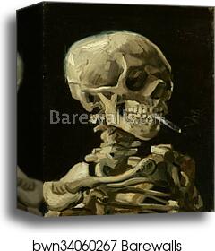 Head of a skeleton with a burning cigarette