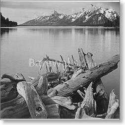 Jackson Lake in foreground, with Teton Range in...