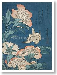 Peonies and Canary (Shakuyaku, kanaari), from...