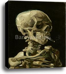 Head of a skeleton with a burning cigarette