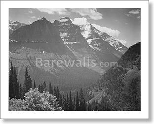 Valley, snow covered mountains in background,...
