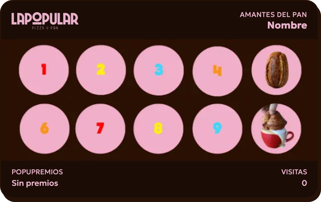 Tarjeta Amantes del Pan, 10 sellos