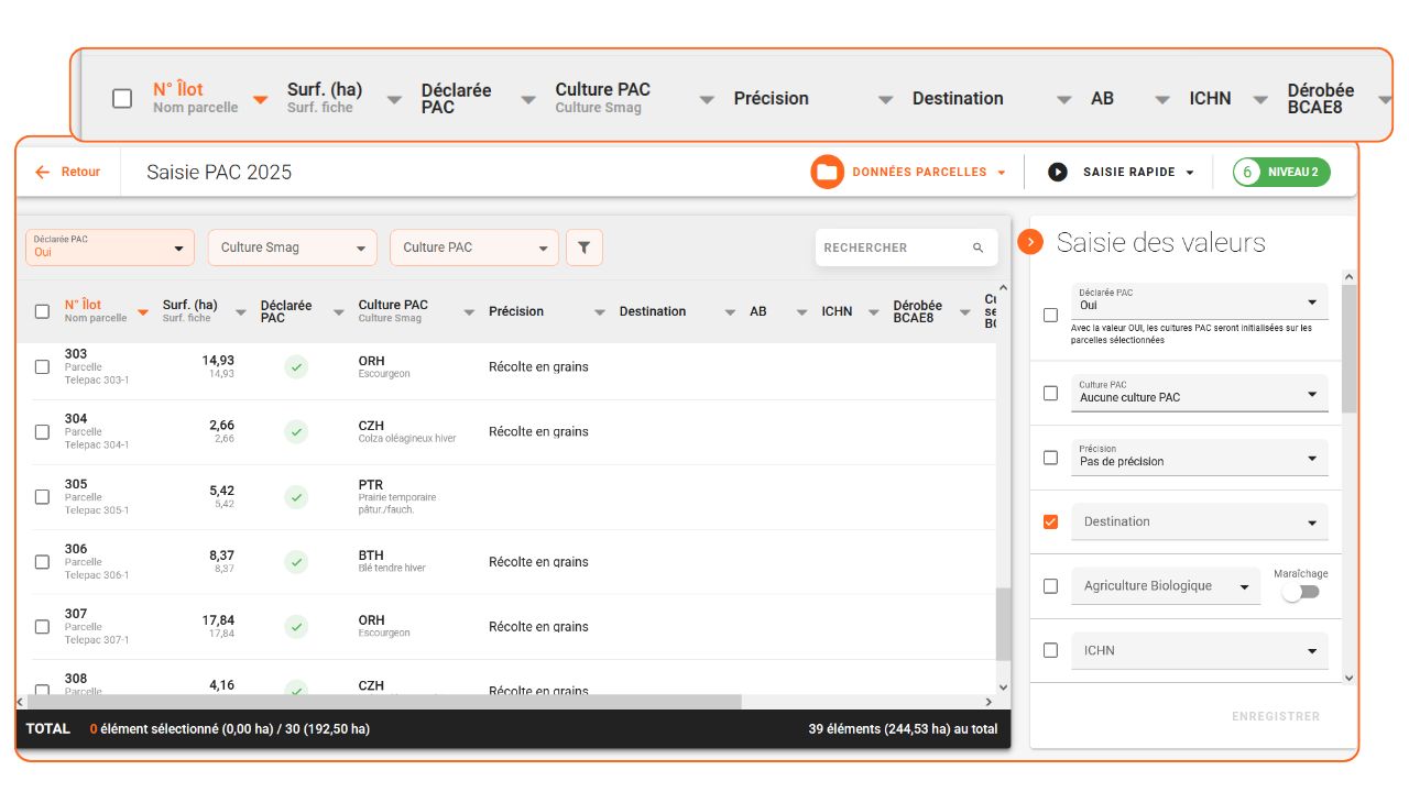 Données spécifiques PAC Smag Expert
