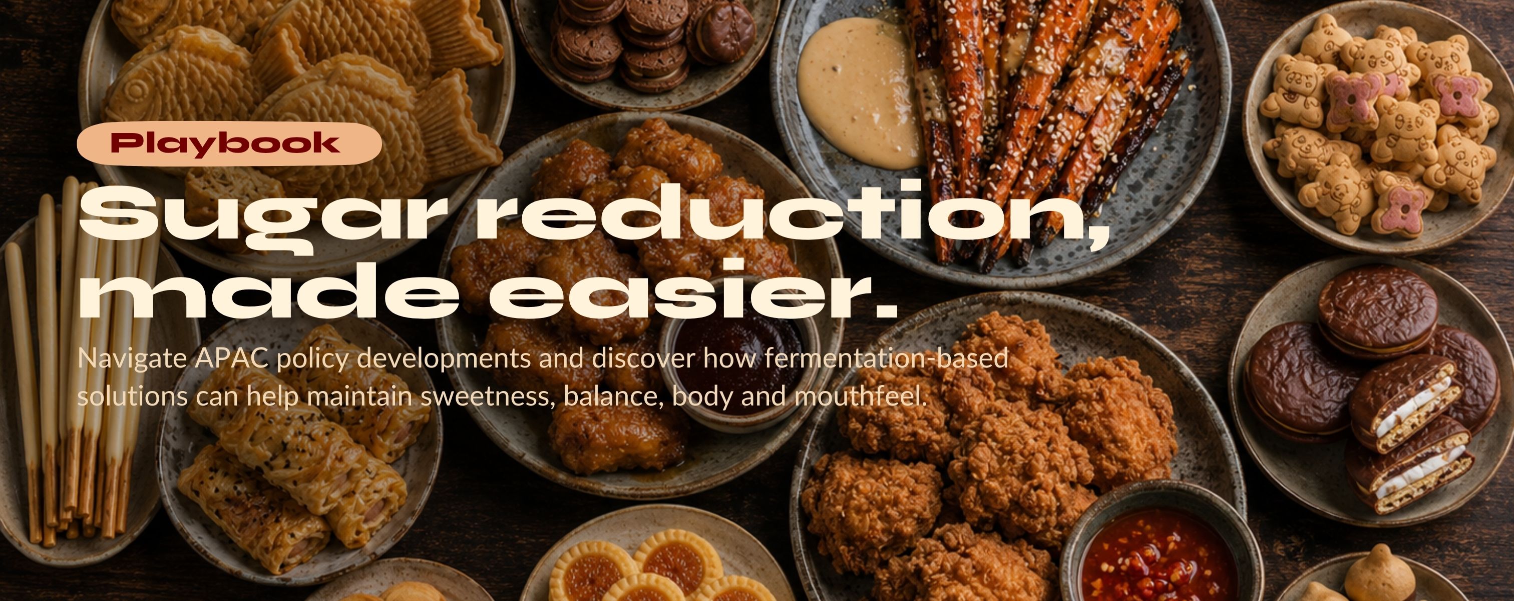 Asian sweet and savory foods illustrating sugar reduction applications across Asia Pacific