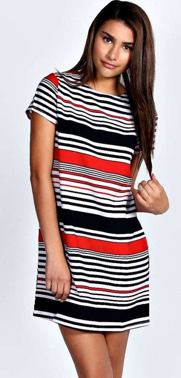 Red black and white striped dress Clearance