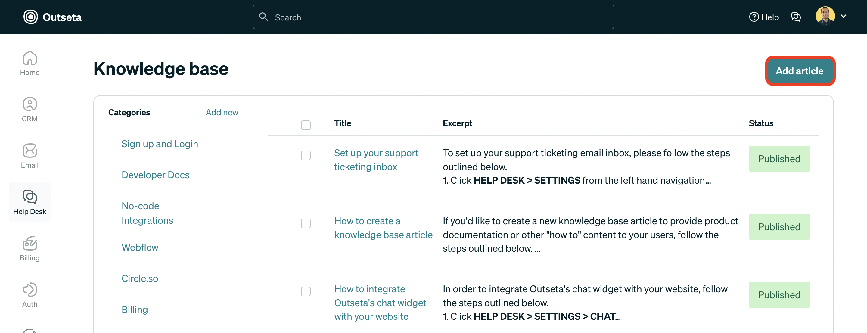 Publish a knowledge base article | Outseta Knowledge Base