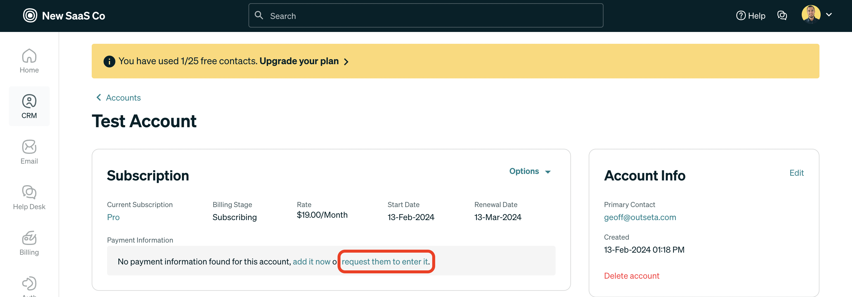 Subscribe an account | Outseta Knowledge Base
