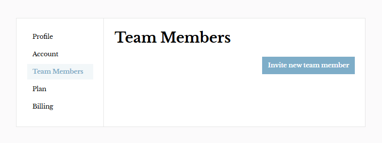 Screenshot of Team Members tab in the Profile page.