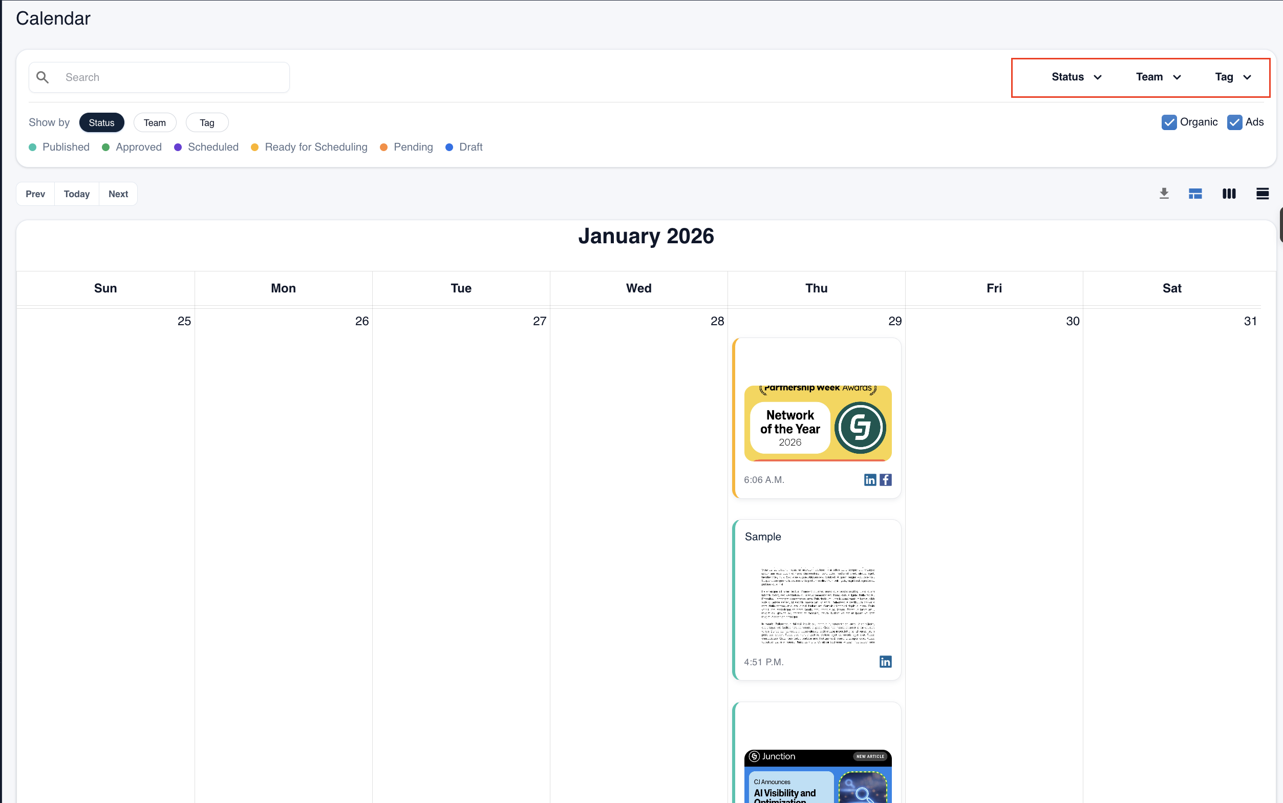 global calendar key features and filters