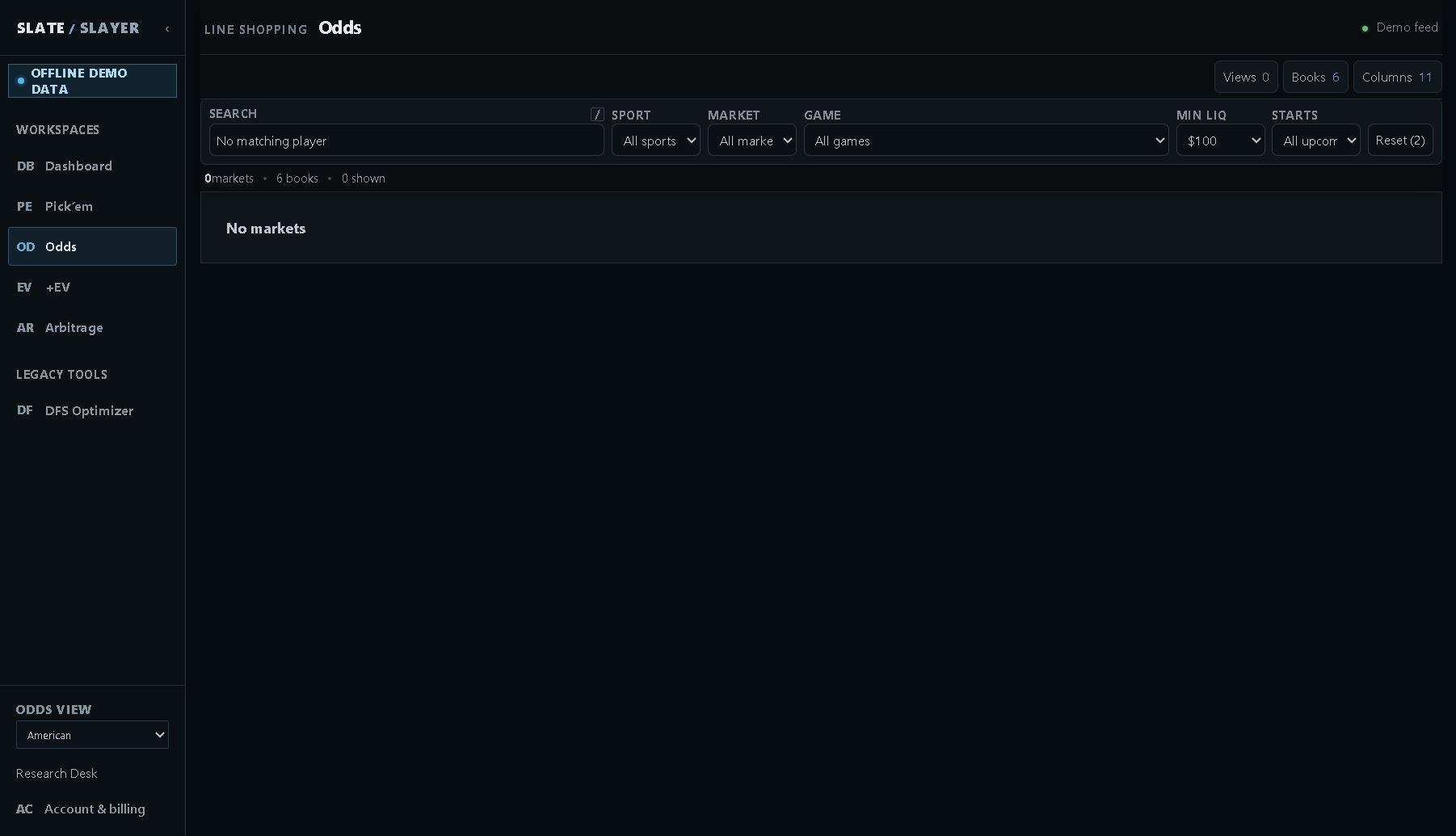A filtered workspace displaying its no-results message.
