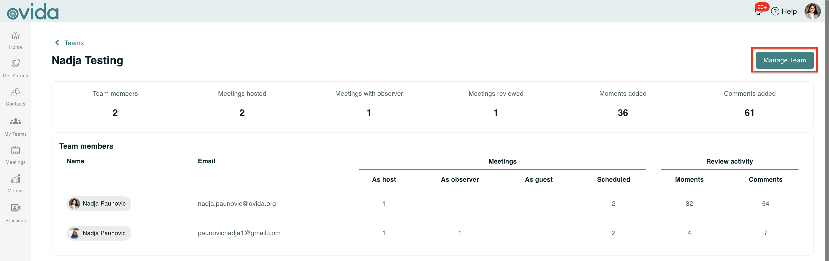 Adding a team member to your team | Ovida Knowledge Base