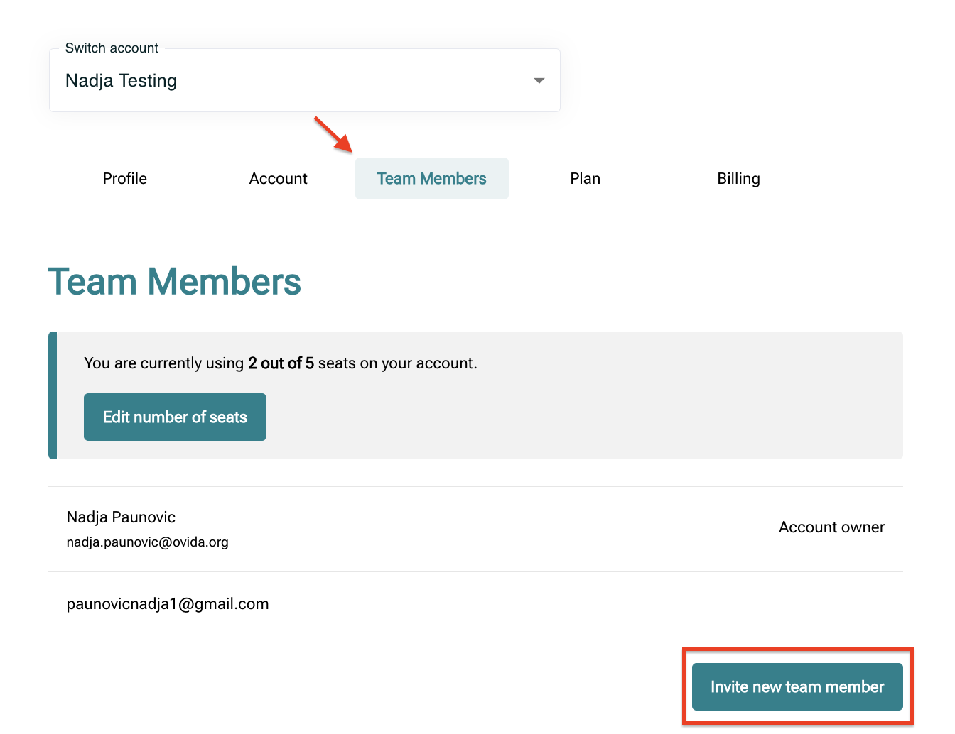 Adding a team member to your team | Ovida Knowledge Base