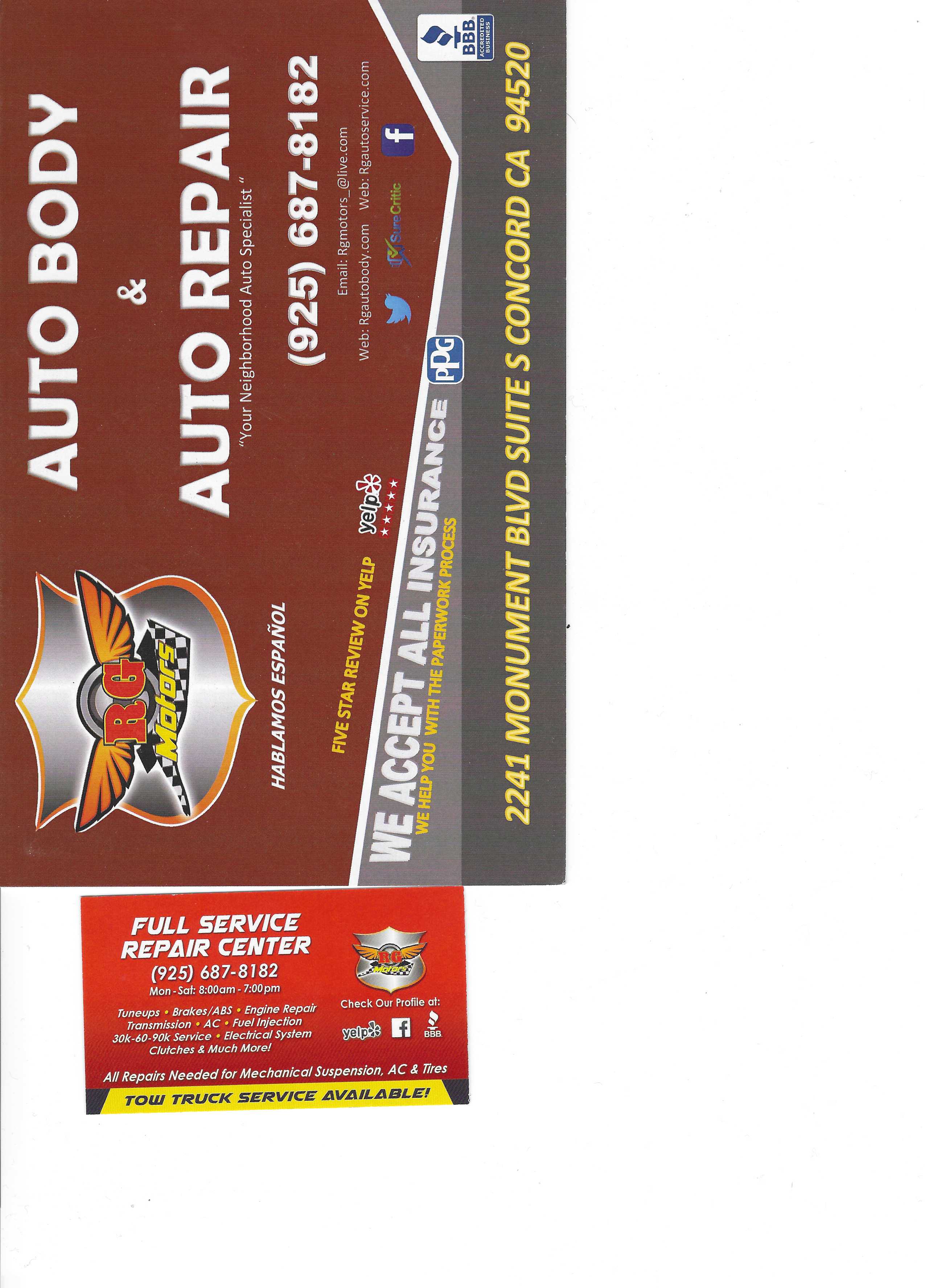RG Motors Auto Repairs Service Center - Concord, CA