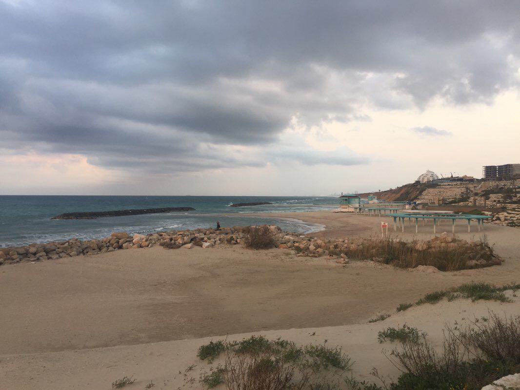 walking near me in Ashkelon Boardwalk in winter
