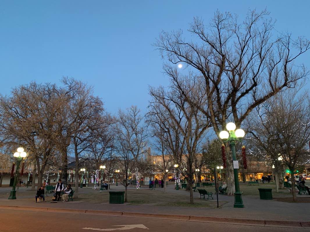 walking near me in The Santa Fe Plaza in winter