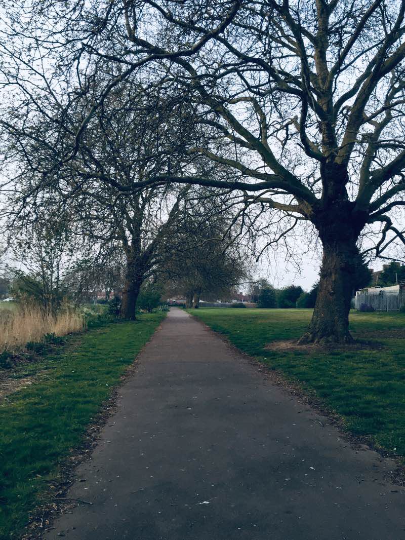 walking near me in Goresbrook Park in winter