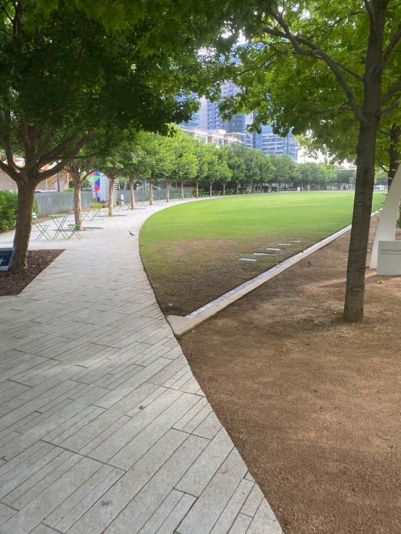 walking near me in Klyde Warren Park in winter