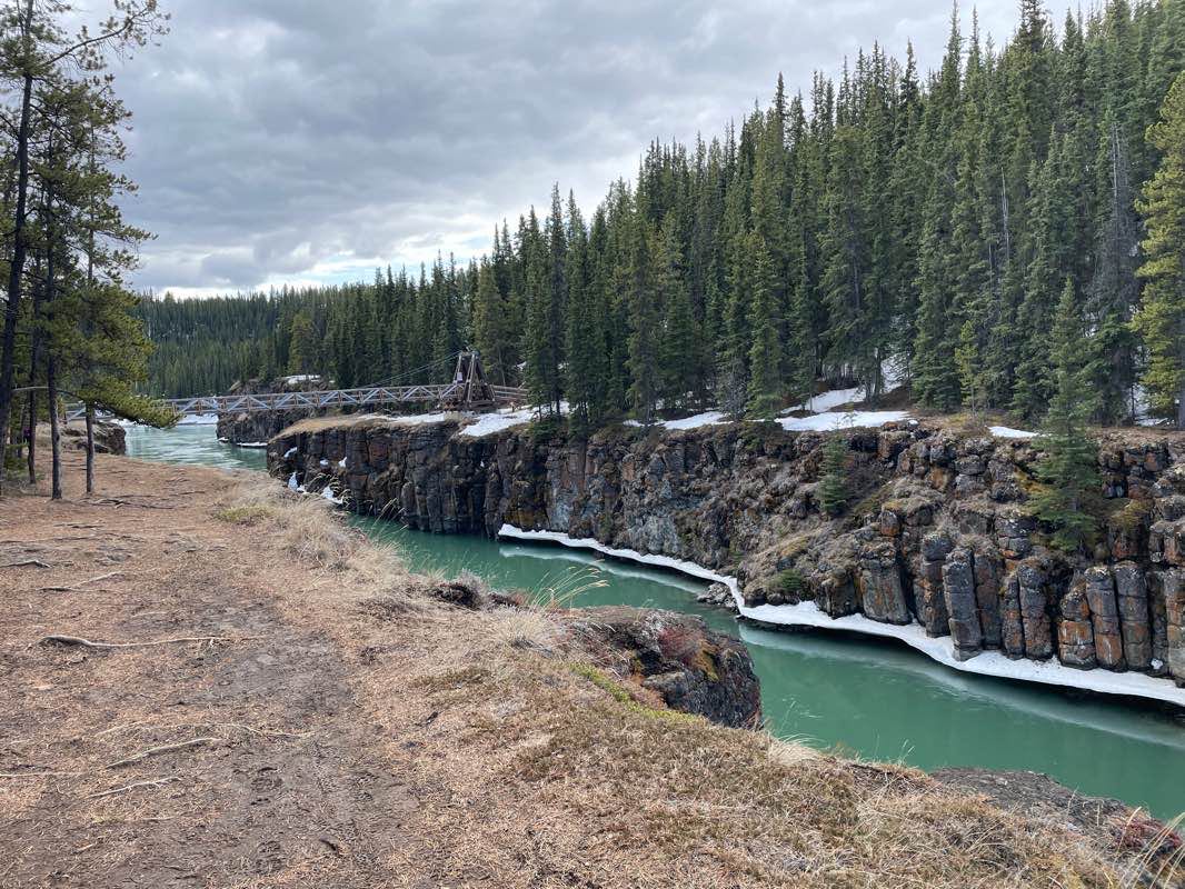 walking near me in Robert Service Campground in winter