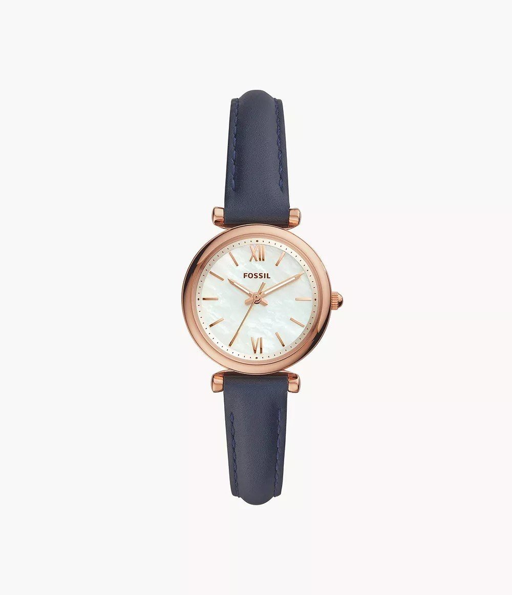 Carlie Mini 28mm Three-Hand Brown Leather Watch