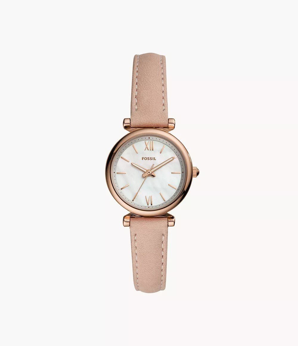 Carlie Mini 28mm Three-Hand Brown Leather Watch